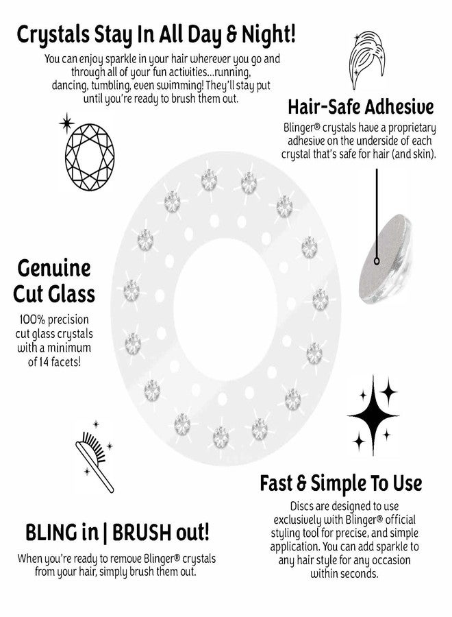 blinger® Shimmer Crystal Refill Pack - as seen on Shark Tank | 5 Discs - 75 Precision-Cut Glass Crystals | Hair-Safe Accessories | Styling Tool not included | Crystal 3 mm - Image 3